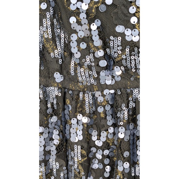 EXPRESS Dark Fairy Sequined Dress SMALL Black Spaghetti Straps Grunge - Picture 12 of 13